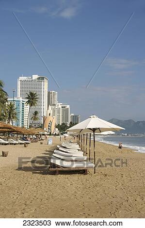 Vietnam, Sunbeds On Beach; Nha Trang View Large Photo Image Stock Image - Vietnam, Sunbeds On Beach; Nha Trang. Fotosearch