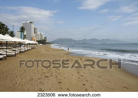 Vietnam, Sunbeds On Beach; Nha Trang View Large Photo Image Stock Photograph - Vietnam, Sunbeds On Beach; Nha Trang. Fotosearch