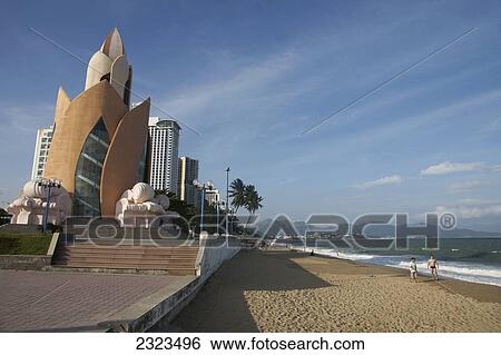 Stock Photograph - Vietnam, Tram Huong Tower On Beachfront; Nha Trang. Fotosearch