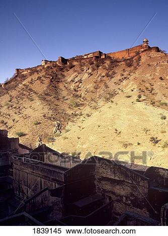 Stock Photography - View Across Amber Fort To Jaigarh Fort; Jaipur, Rajasthan, India. Fotosearch