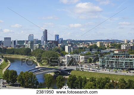 View across Neris River to corporate district from Gediminas Hill; Vilnius, Lithuania View Large Photo Image Stock Image - View across Neris River to corporate district from Gediminas Hill; Vilnius, Lithuania. Fotosearch