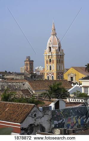 Stock Image - View Across Roofs Towards Cathedral. Fotosearch