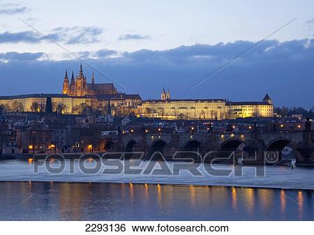 View across the River Vltava towards Prague Castle and the Hradcany district, Prague, Czech Republic, Europe View Large Photo Image Stock Photograph - View across the River Vltava towards Prague Castle and the Hradcany district, Prague, Czech Republic, Europe. Fotosearch
