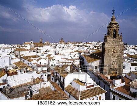 Stock Image - View Across The Rooftops Of Carmona.. Fotosearch