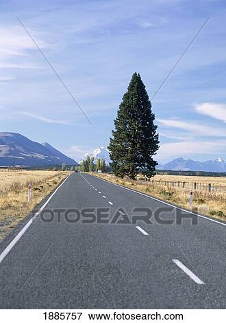 View Down Road Near Lake Pukaki, Southern Alps View Large Photo Image Stock Photo - View Down Road Near Lake Pukaki, Southern Alps. Fotosearch