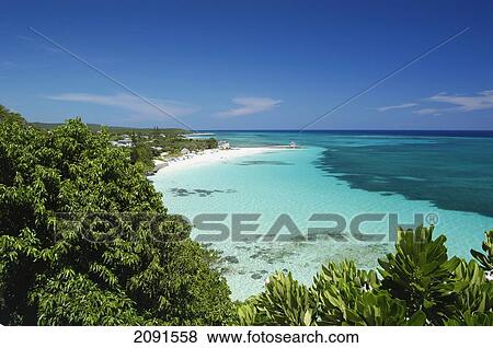 View Down To The Beach From Villa At Silver Sands, Jamaica. View Large Photo Image Stock Photo - View Down To The Beach From Villa At Silver Sands, Jamaica.. Fotosearch