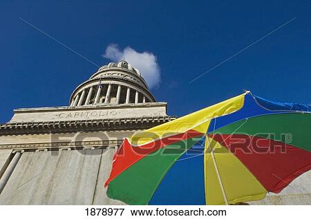 View From Below Of The Dome Of The Capitolio In Havana With Rainbow Umbrella In The Foreground. View Large Photo Image Stock Photo - View From Below Of The Dome Of The Capitolio In Havana With Rainbow Umbrella In The Foreground.. Fotosearch