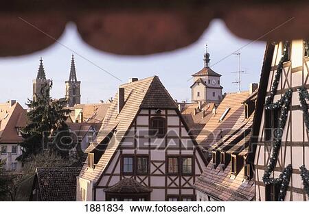 Picture - View From City Wall To Half Timbered Buildings. Fotosearch