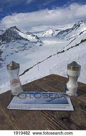 Stock Image - View From Eggishorn Onto The Large Aletsch Glacier, Goms Valais, Switzerland. Fotosearch