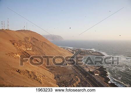 Stock Image - View From El Morro Of The Coastline, Arica, Arica And Parinacota Region, Chile. Fotosearch