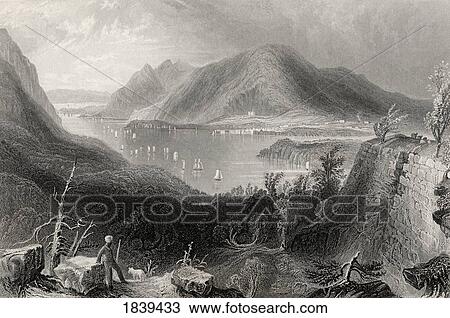 Stock Image - View From Fort Putnam Hudson River Usa From A 19Th Century Print Engraved By R Sands After Bartlett. Fotosearch