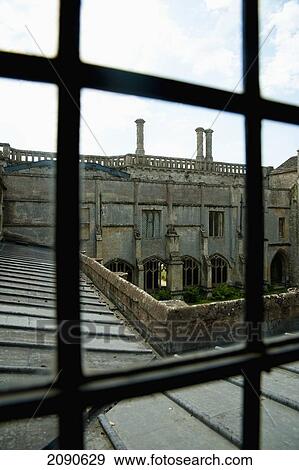 Stock Photo - View From Inside The Room Of Lacock Abbey, Lacock, Wiltshire, Uk. Fotosearch