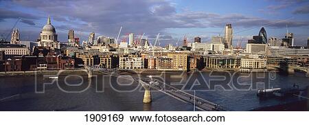 View From Tate Gallery To Millennium Bridge, London, England, Uk View Large Photo Image Stock Photo - View From Tate Gallery To Millennium Bridge, London, England, Uk. Fotosearch