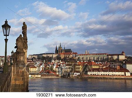 View from the Charles Bridge towards Prague Castle and the Hradcany District, Czech Republic, Europe View Large Photo Image Stock Image - View from the Charles Bridge towards Prague Castle and the Hradcany District, Czech Republic, Europe. Fotosearch
