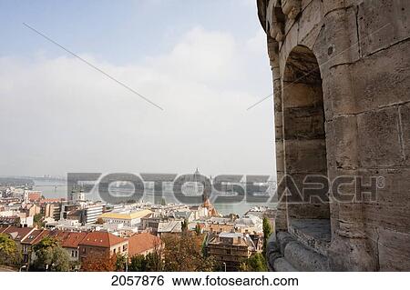 Stock Photograph - View From The Halaszbastya Or Fisherman's Bastion, Budapest, Hungary. Fotosearch