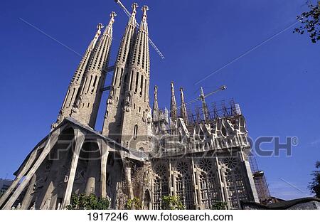 View From The Park - Sagrada. Temple Of La Saggrada Familia -Gaudi View Large Photo Image Stock Photograph - View From The Park - Sagrada. Temple Of La Saggrada Familia -Gaudi. Fotosearch