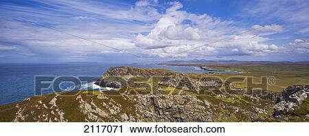 Stock Image - View From The Sanaigmore Cliffs On Islay Towards The Paps Of Juray And Colonsay; Isle Of Islay Southern Hebrides Scotland. Fotosearch