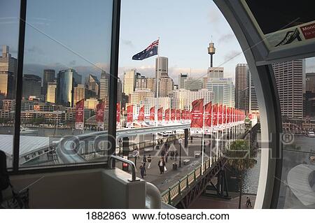 Stock Image - View From The Skytrain In Central Sydney; Sydney, New South Wales, Australia. Fotosearch
