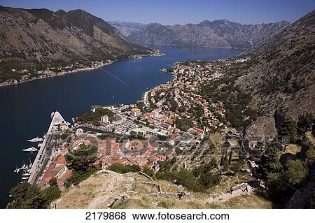 Stock Photo - View From The Top Of The City Walls Out To Kotor Fjord, Monte. Tif. Fotosearch