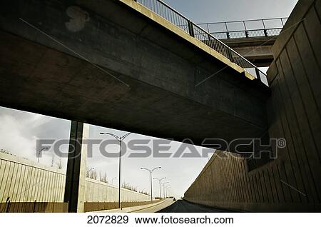 Stock Photo - View From Under Overpass On Highway, Longueuil, Quebec. Fotosearch