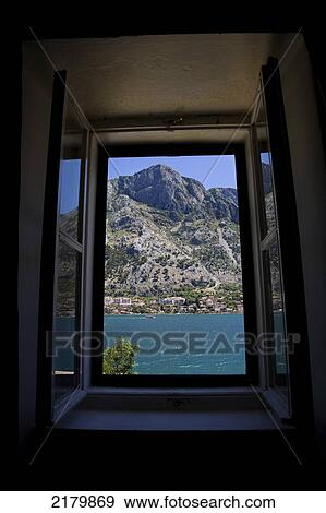 Stock Photo - View From Window Of Holiday Cottage Across Kotor Bay, Monte. Tif. Fotosearch