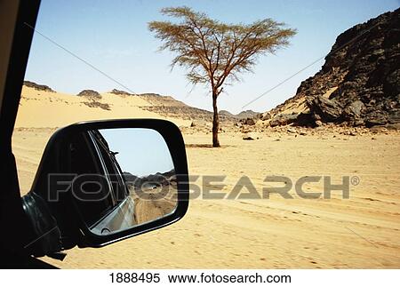 View In Jeep Rearview Mirror, Tadrart-Acacus View Large Photo Image Stock Photography - View In Jeep Rearview Mirror, Tadrart-Acacus. Fotosearch
