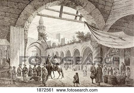 View Of A Bazaar In Tunis, Tunisia In The 19Th Century. From A 19Th Century Illustration. View Large Photo Image Stock Image - View Of A Bazaar In Tunis, Tunisia In The 19Th Century. From A 19Th Century Illustration.. Fotosearch