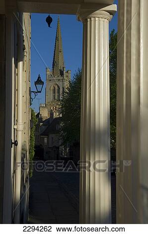 Stock Image - View of All Saints Church from Barn Hill; Stamford, Lincolnshire, England. Fotosearch