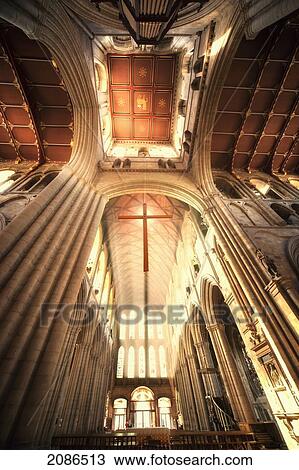 Stock Image - View Of An Ornate Ceiling; Ripon Yorkshire England. Fotosearch