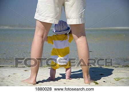 View Of Baby And Mother's Legs On Beach View Large Photo Image Stock Photo - View Of Baby And Mother's Legs On Beach. Fotosearch