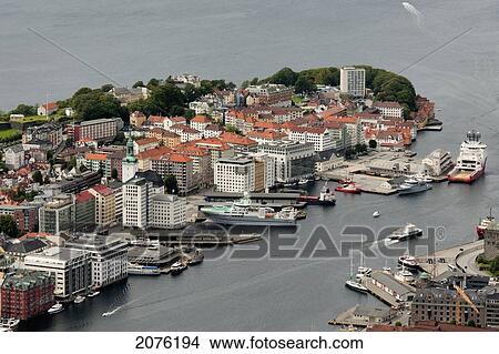 View Of Bergen From Floyen Mountain; Bergen Norway View Large Photo Image Picture - View Of Bergen From Floyen Mountain; Bergen Norway. Fotosearch
