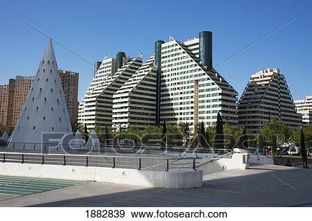 Stock Photo - View Of Buildings With Unique Architecture; Valencia, Spain. Fotosearch