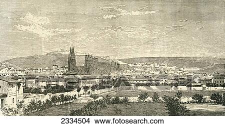 View Of Burgos, Spain In The 19Th Century. From El Museo Popular Published Madrid, 1889 View Large Photo Image Picture - View Of Burgos, Spain In The 19Th Century. From El Museo Popular Published Madrid, 1889. Fotosearch