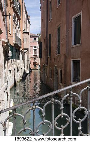 Stock Image - View Of Canal From Footbridge. Fotosearch
