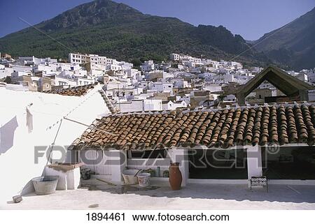Stock Image - View Of Chaouen And Mountain. Fotosearch