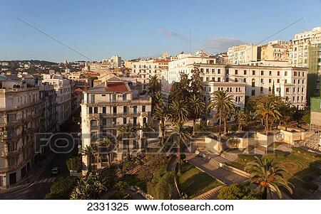 Stock Photography - View of city from Place de la Grande Poste; Algiers Algeria. Fotosearch