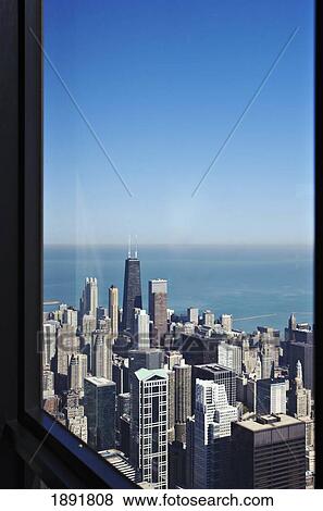 Stock Photo - View Of Cityscape From Sears Tower Observation Deck, Elevated View. Fotosearch
