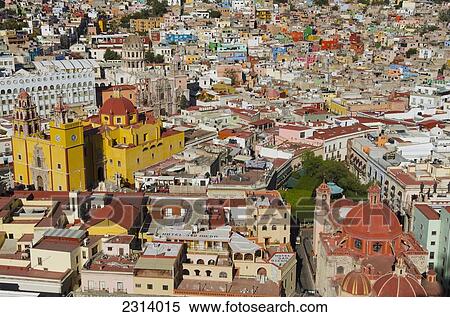 Stock Photography - View of colorful buildings in downtown; Guanajuato, Guanajuato, Mexico. Fotosearch