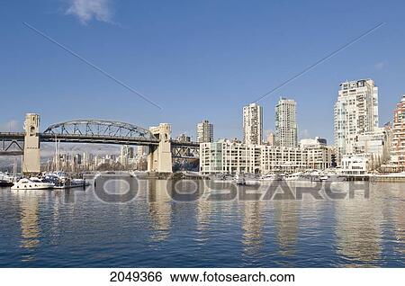 View Of Downtown In Winter Showing Burrard Street Bridge, Vancouver, British Columbia View Large Photo Image Stock Photograph - View Of Downtown In Winter Showing Burrard Street Bridge, Vancouver, British Columbia. Fotosearch