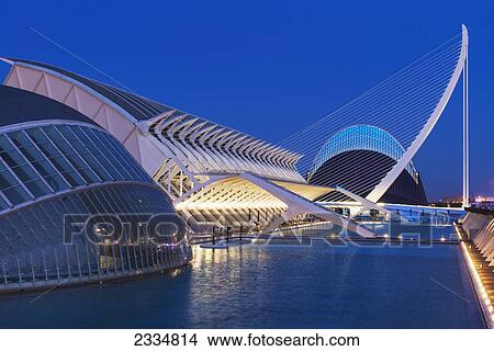Picture - View Of El Pont De L'assut De L'or, L'agora And El Museu De Les Ciencies Principe Felipe In Ciudad De Las Artes Y Las Ciencias (City Of Arts And Sciences); Valencia, Spain. Fotosearch