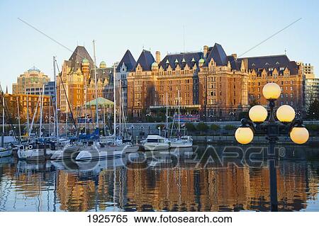 Stock Photography - View Of Empress Hotel From Victoria Inner Harbour; Victoria, British Columbia, Canada. Fotosearch