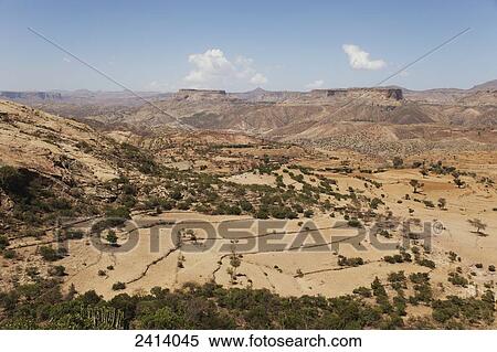 Stock Photography - View of farmland; Gheralta, Tigray region, Ethiopia. Fotosearch