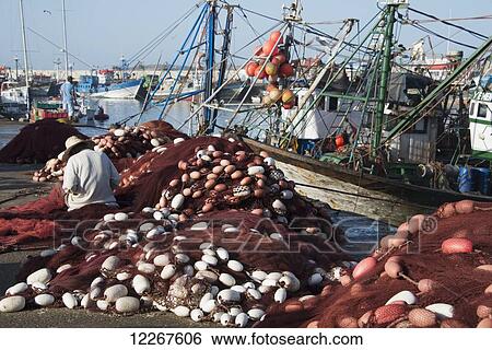 View of fishing industry activities in Essaouira harbour; Essaouira, Morocco View Large Photo Image Stock Photograph - View of fishing industry activities in Essaouira harbour; Essaouira, Morocco. Fotosearch