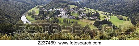 View Of Frahan And The Semois River; Frahan Rochehaut Belgium View Large Photo Image Stock Photo - View Of Frahan And The Semois River; Frahan Rochehaut Belgium. Fotosearch