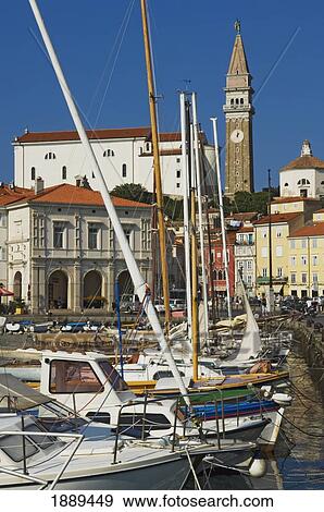 View Of Harbour With Clock Tower In The Background. View Large Photo Image Stock Photo - View Of Harbour With Clock Tower In The Background.. Fotosearch