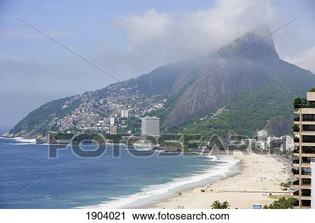 Stock Image - View Of Ipanema Beach And Hotels, Rio De Janeiro, Brazil. Fotosearch