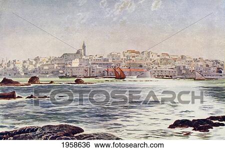 Stock Photograph - View Of Jaffa, Palestine From The Sea, Circa 1910. From A Book Of Modern Palestine By Richard Penlake Published C. 1910.. Fotosearch