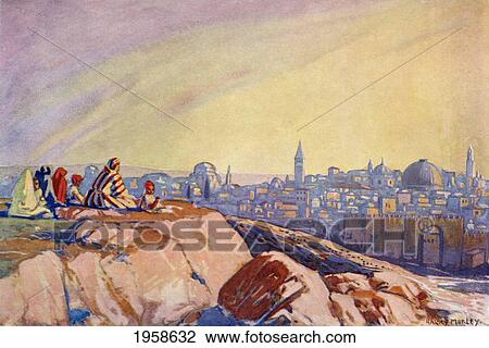 Stock Image - View Of Jerusalem, Palestine Seen From Golgotha, Circa 1910. From A Book Of Modern Palestine By Richard Penlake Published C. 1910.. Fotosearch