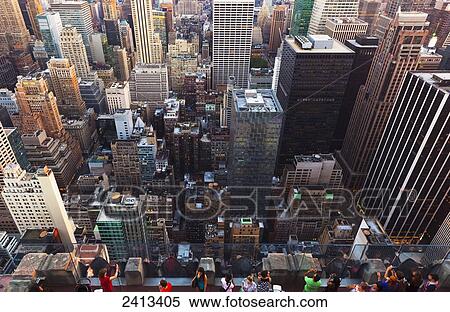 Stock Photography - View of Midtown Manhattan from the Top of the Rock Observation Tower at the Rockefeller Center; New York City, New York, United States of America. Fotosearch