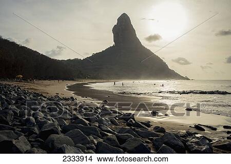 View Of Morro Do Pico From Praia Da Conceicao, Unesco World Heritage Site; Praia Da Cachorro, Fernando De Noronha, Pernambuco, Brazil View Large Photo Image Picture - View Of Morro Do Pico From Praia Da Conceicao, Unesco World Heritage Site; Praia Da Cachorro, Fernando De Noronha, Pernambuco, Brazil. Fotosearch